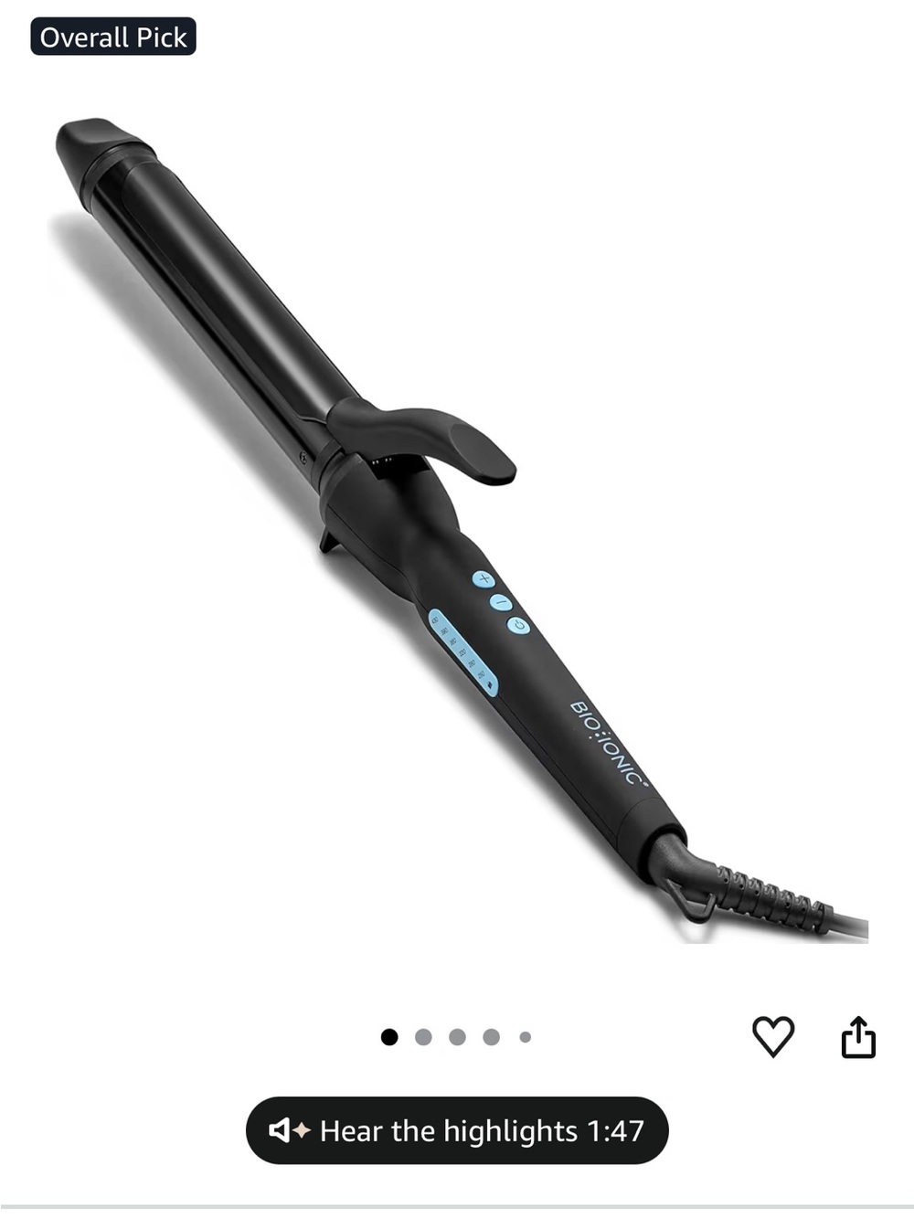 Black 1.25-inch Curling Iron - Smooth, Long-Lasting Curls